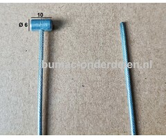 Flexibele Kabel met Ton voor Koppelingskabel, Remkabel, Bedieningskabel Veegmachine, Tuinfrees, Grasmaaier, Zitmaaier, Frontmaaier, Trekker, Kooimaaier, Verticuteermachine Kabel Lengte 2000 mm - Ø 2 mm, Ton Ø 6x10 mm