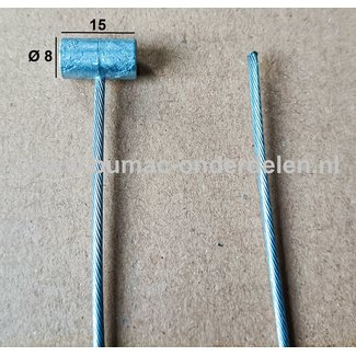 Flexibele Kabel met Ton voor Koppelingskabel, Remkabel, Bedieningskabel Veegmachine, Tuinfrees, Grasmaaier, Zitmaaier, Frontmaaier, Trekker, Kooimaaier, Verticuteermachine Kabel Lengte 1800 mm - Ø 2 mm, Ton Ø 8x15 mm