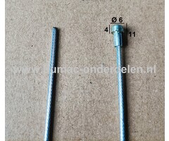 Flexibele Kabel met Ton voor Koppelingskabel, Remkabel, Bedieningskabel Veegmachine, Tuinfrees, Grasmaaier, Zitmaaier, Frontmaaier, Trekker, Kooimaaier, Verticuteermachine Kabel Lengte 2500 mm - Ø 2 mm, Ton Ø  6x4x11 mm