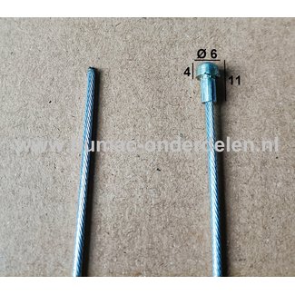 Flexibele Kabel met Ton voor Koppelingskabel, Remkabel, Bedieningskabel Veegmachine, Tuinfrees, Grasmaaier, Zitmaaier, Frontmaaier, Trekker, Kooimaaier, Verticuteermachine Kabel Lengte 2500 mm - Ø 2 mm, Ton Ø  6x4x11 mm