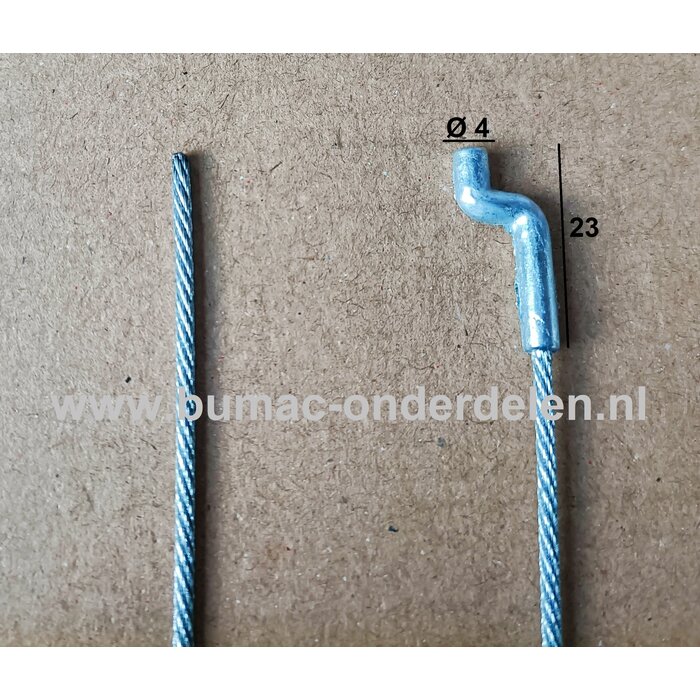 Flexibele Kabel met Z-Haak voor Koppelingskabel, Remkabel, Bedieningskabel Veegmachine, Tuinfrees, Grasmaaier, Zitmaaier, Frontmaaier, Trekker, Kooimaaier, Verticuteermachine Kabel Lengte 2000 mm - Ø 2 mm, Z-Haak Ø 4x23 mm