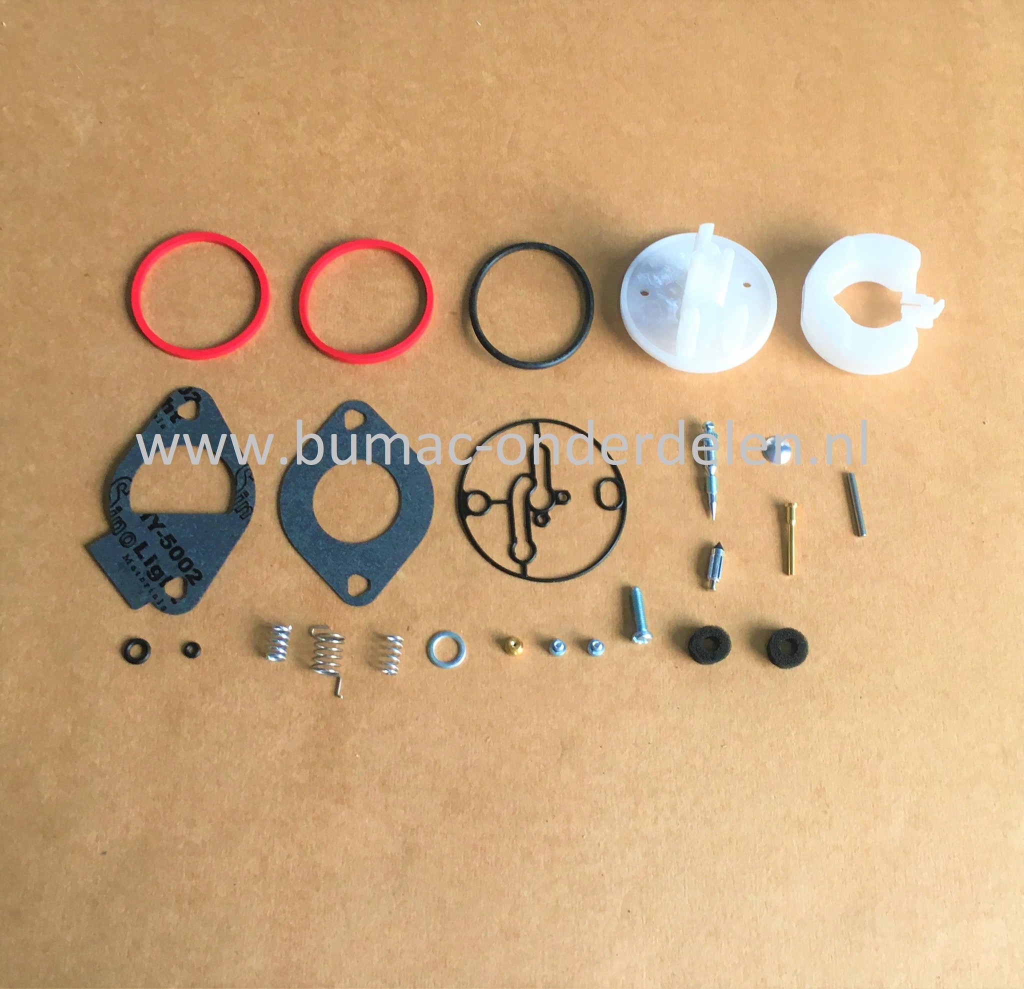 Reparatieset voor Nikki Carburateur op Briggs en Stratton 21 - serie motoren op Zitmaaiers, Tuintrekkers, Frontmaaiers 212702, 212702, 212707, 212902, 212907, 214707, 215702, 215705, 215707, 215802, 215805, 215807, 215872, 215877, 215902, 215907, 215972,