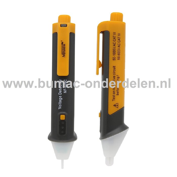 Spanningsdetector Pen Detecteerbaar AC bereik van 50 tot 1000 VAC, De Pen lokaliseert gemakkelijk een draadbreuk of Spanningzoeker met Ledlamp en Buzzer, Spanningzoeker om te kijken of er bijvoorbeeld spanning op stopcontact, Contactdoos, Zekering staat