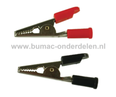 Set Acculaadklemmen Max 10A voor Acculader, Accu's, Testgereedschap, Grasmaaier, Zitmaaier, Tuintrekker, Auto De Startkabelklem heeft kunststof handgreep, Accu laadklemmen,  Accupoolklemmen, Accupooltang, Accutang, Krokodillen klemtang