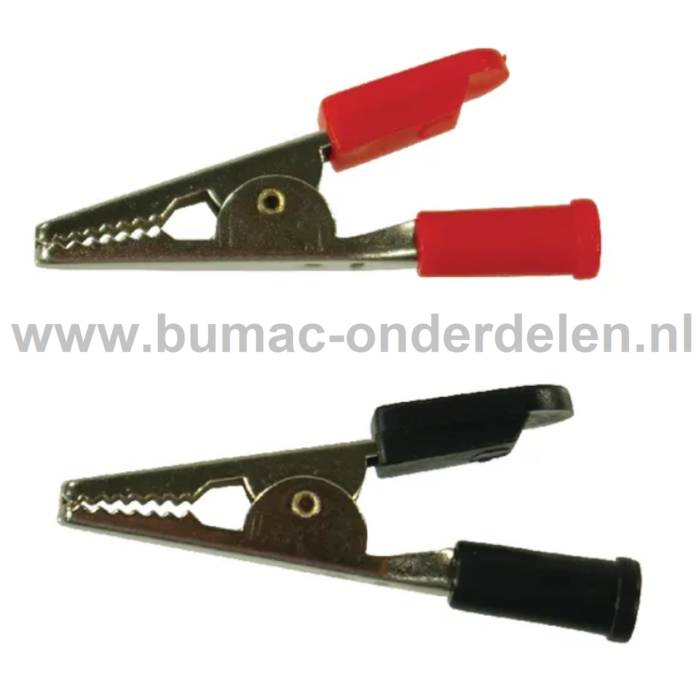 Set Acculaadklemmen Max 10A voor Acculader, Accu's, Testgereedschap, Grasmaaier, Zitmaaier, Tuintrekker, Auto De Startkabelklem heeft kunststof handgreep, Accu laadklemmen,  Accupoolklemmen, Accupooltang, Accutang, Krokodillen klemtang