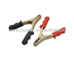 Set Acculaadklemmen Max 75A voor Acculader, Accu's, Testgereedschap, Grasmaaier, Zitmaaier, Tuintrekker, Auto De Startkabelklem heeft kunststof handgreep, Accu laadklemmen,  Accupoolklemmen, Accupooltang, Accutang, Krokodillen klemtang