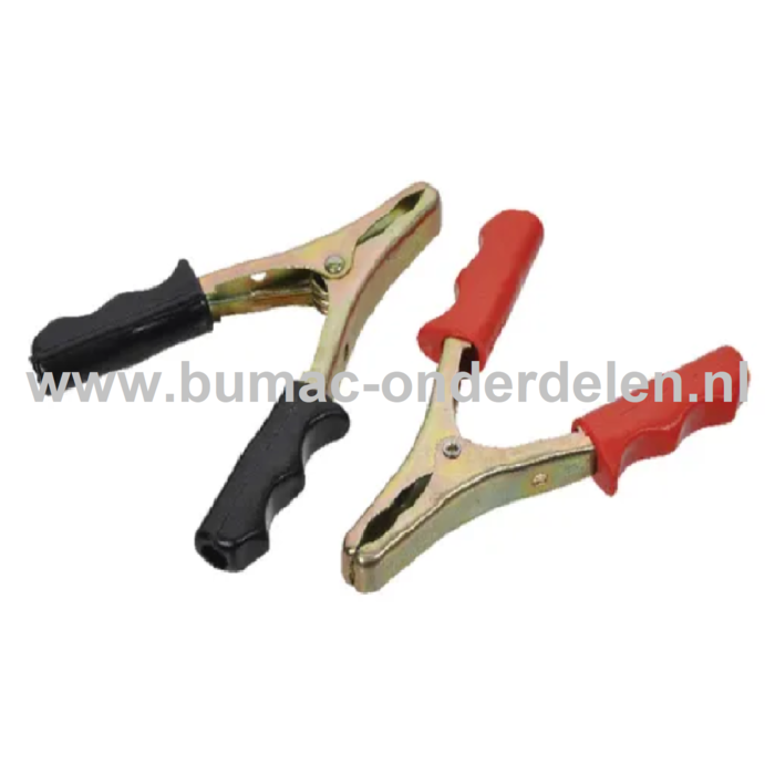 Set Acculaadklemmen Max 75A voor Acculader, Accu's, Testgereedschap, Grasmaaier, Zitmaaier, Tuintrekker, Auto De Startkabelklem heeft kunststof handgreep, Accu laadklemmen,  Accupoolklemmen, Accupooltang, Accutang, Krokodillen klemtang
