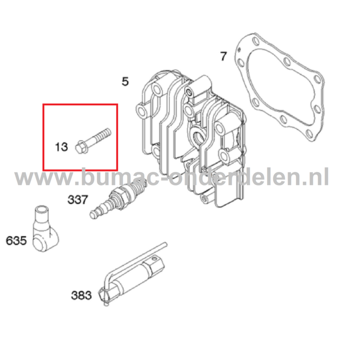 Bout 5/16-18x52 mm  Bevestiging Cilinderkop Briggs & Stratton Motoren op Grasmaaier, Loopmaaiers, Duwmaaier Bout Vastzetten Cilinderkop, Bevestigingsbout, Briggs and Stratton