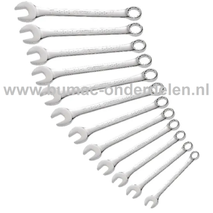 Ringsteeksleutel Set 12 stuks Metrisch Profieltype 12-Kant voor Grasmaaiers, Zitmaaiers, Tuintrekkers, Kooimaaiers, Veegmachines, Kettingzagen, Generator, Aanhangers, Auto's,  Brommers, Motoren Honda, Kawasaki, Stiga, Castelgarden, Husqvarna, MTD, Wolf, A