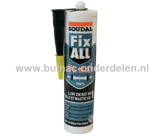 Lijmkit Fix-all Flexi Zwart 290 ml Lijmkit voor het afdichten en monteren van allerlei verschillende bouwmaterialen Aluminium, Bakstenen, Metaal, Staal, Steen, Beton, Graniet op alle ondergronden en in alle omstandigheden Ook voor structurele verlijmingen
