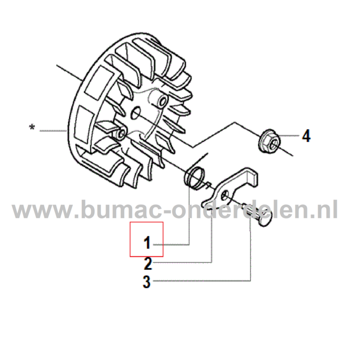 Retourveer Starterpal voor Husqvarna, Jonsered, Partner Bosmaaiers, Trimmers, Motorzeisen, Grondboren, Bladblazers, Heggenscharen Starter pal op Vliegwiel 225AI15, 225AI25, 225B, 225BX-SERIES, 225BV, 225E, 225H60, 225H75, 225HBV, 225L, 225LD, 225R, 225RD