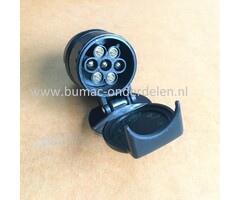 Verloopstekker 13/7 - polig Kunststof 12V-24V Mannelijke én Vrouwelijke aansluiting voor het verbinden van een 13 polig en 7 polig circuit  voor Aanhangers, Fietsendragers, Caravan achter Trekkers, Auto, Tussenstuk voor 13 en 7 pennen installaties, Adapte