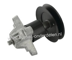 Lagerhuis Compleet met V snaar Poelie voor MTD, Wolf, CubCadet, Yardman, Bolens, White Zitmaaier, Tuintrekker, Lagerhuis met Mesas, Lagers, Mesaansluiting en V snaarpoelie Compleet voor onder andere Achteruitworp Maaidek van 92 Cm