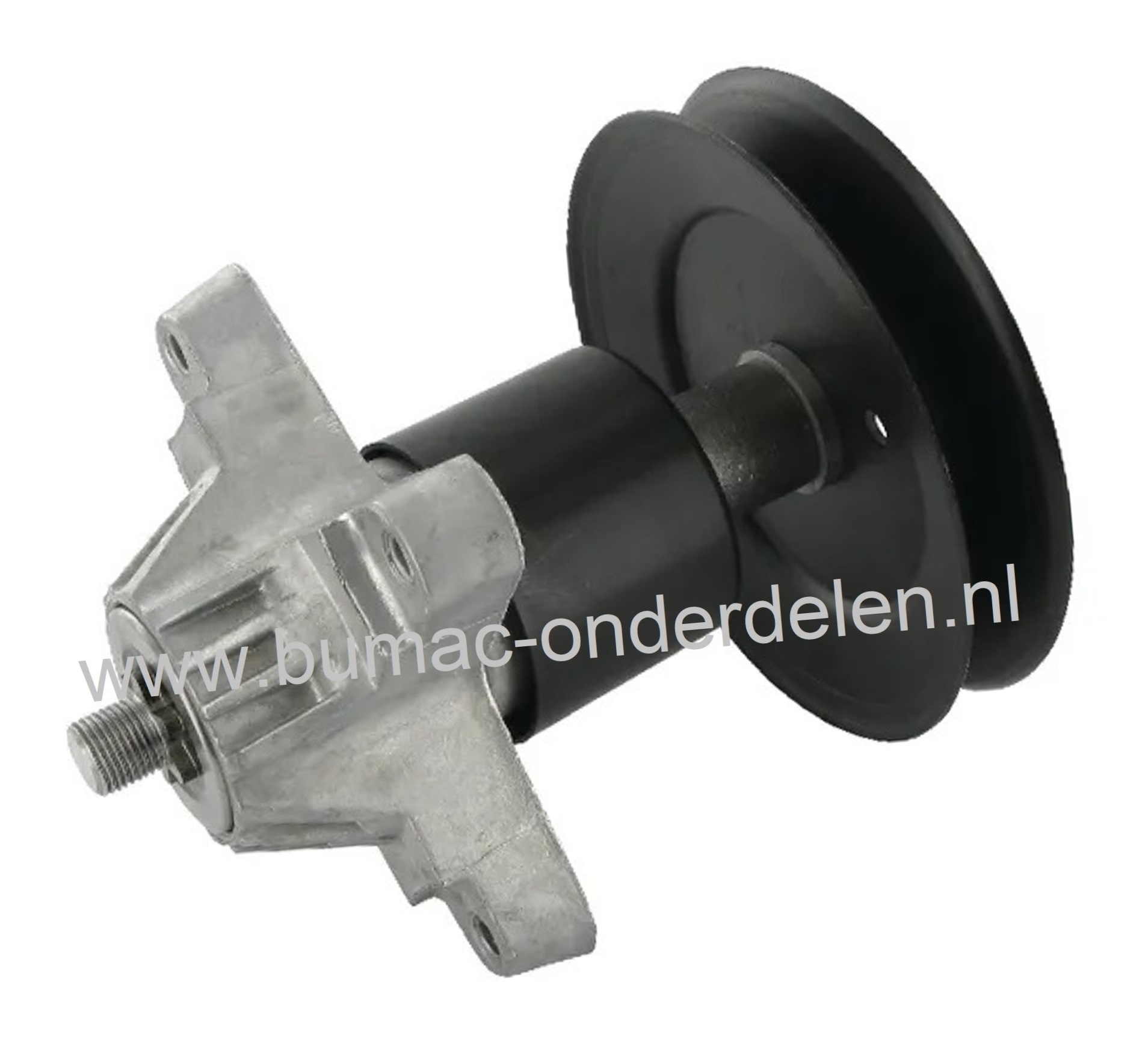 Lagerhuis Compleet met V snaar Poelie voor MTD, Wolf, CubCadet, Yardman, Bolens, White Zitmaaier, Tuintrekker, Lagerhuis met Mesas, Lagers, Mesaansluiting en V snaarpoelie Compleet voor onder andere Achteruitworp Maaidek van 92 Cm