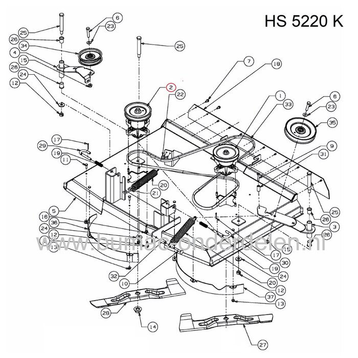 Lagerhuis Compleet met V snaar Poelie voor MTD, Wolf, CubCadet, Yardman, Bolens, White Zitmaaier, Tuintrekker, Lagerhuis met Mesas, Lagers, Mesaansluiting en V snaarpoelie Compleet voor onder andere Achteruitworp Maaidek van 92 Cm