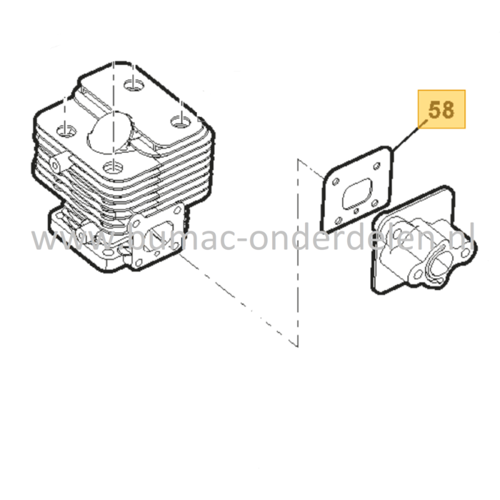 Inlaatpakking voor Stiga, Alpina Bladblazers ABL27, ABL27V, BLC27, MBL270V, SBL327, SBL327V, XBL27, Dichting, Cilinderpakking, ABL 27, ABL 27 V, BLC 27, MBL 270 V, SBL 327, SBL 327 V, XBL 27
