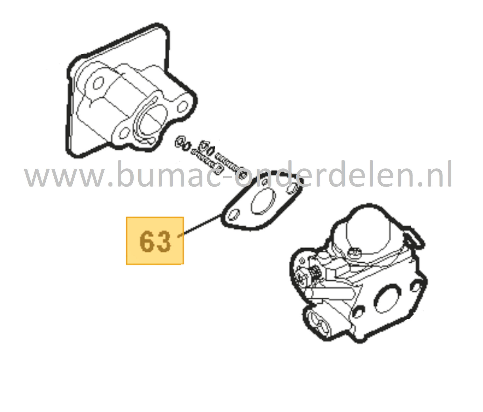 Inlaatpakking voor Stiga, Alpina, Mountfield, Castel garden Bladblazers ABL27, ABL27V, BLC27, MBL270V, SBL327, SBL327V, XBL27, Dichting, Cilinderpakking, ABL 27, ABL 27 V, BLC 27, MBL 270 V, SBL 327, SBL 327 V, XBL 27, Onderdeel