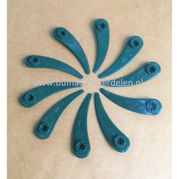 Kunststofmessenset voor Bosch Bosmaaiers, Trimmers, Strimmers, Bermmaaiers ART-23, ART-26 modellen, Maaimessenset, ART 23, ART 26