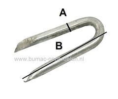 Draadkram Ø  3,5 x 35 mm per circa 0,5 Kilogram, Circa 95 stuks voor Prikkeldraad, Gaas, Weidedraad,  Staaldraad, Kippengaas, Afrastering Weide, Veehouderij Schapen, Honden, Draadnagel voor Weidepaal, Afrasteringspalen