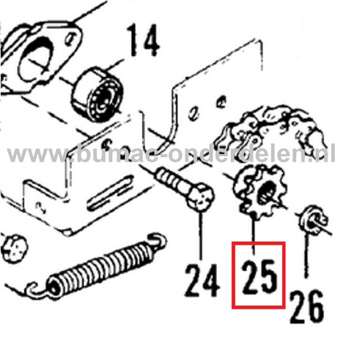 Tandwiel 9 Tands Spline Peerless Aandrijfbak voor Simplicity Zitmaaiers, Frontmaaiers, Grasmaaiers, Tuintrekkers Sprocket, Tandwiel op Peerless Aandrijfbak Frontcutter