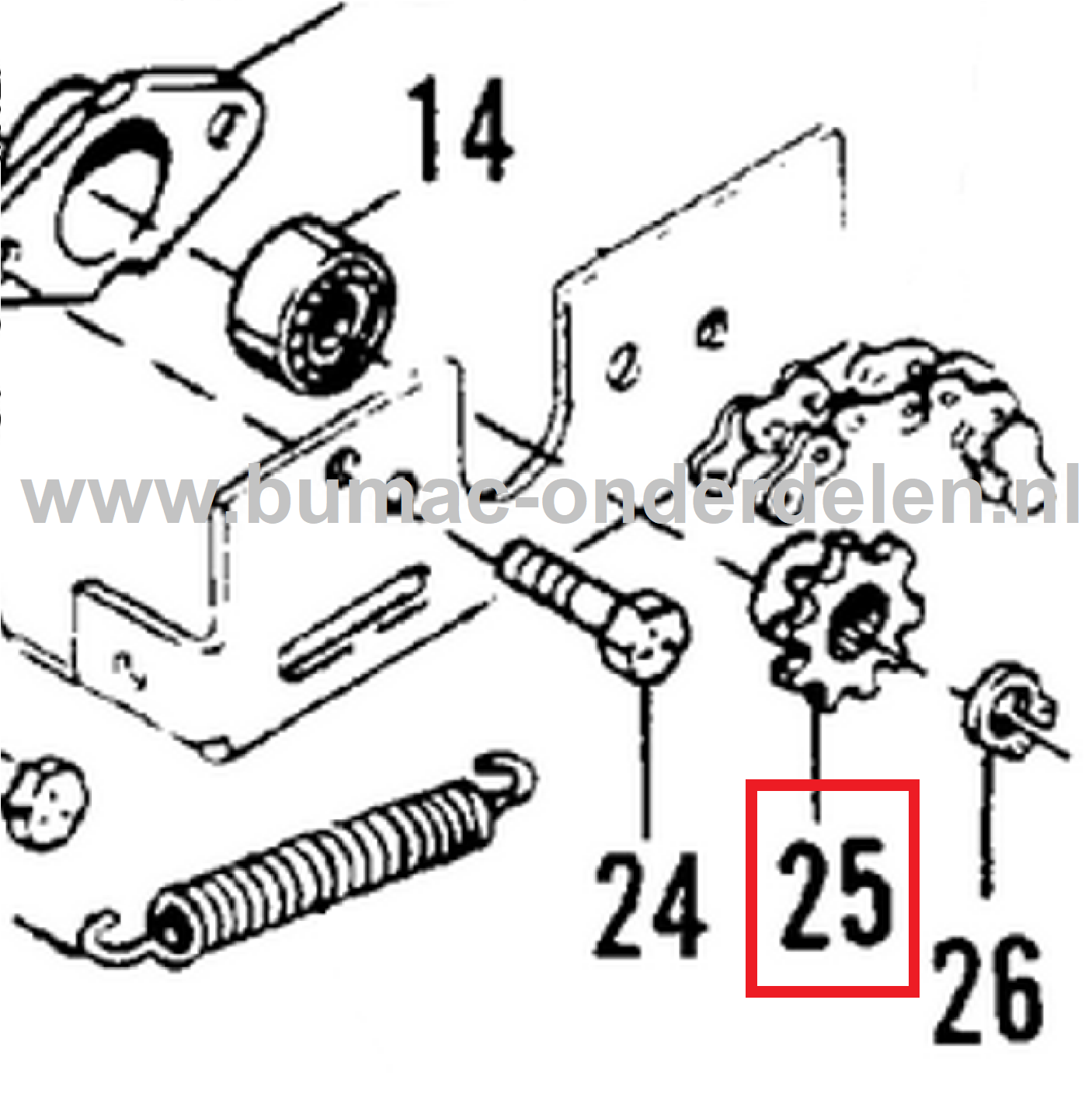 Tandwiel 9 Tands Spline Peerless Aandrijfbak voor Simplicity Zitmaaiers, Frontmaaiers, Grasmaaiers, Tuintrekkers Sprocket, Tandwiel op Peerless Aandrijfbak Frontcutter