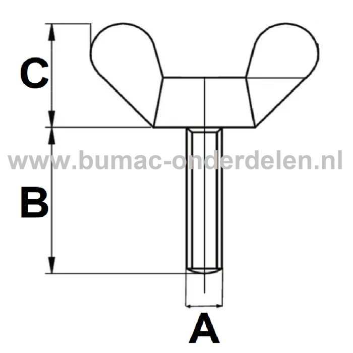 Verzinkte Vleugelbout M8x40 Kop Dikte 19 mm, DIN-Norm 316, Metrisch Draad Stalen Vleugelschroef met ronde vleugelvorm en volledige schroefdraad voor Grasmaaier, Zitmaaier, Heggenscharen, Bosmaaiers, Trilplaten, Generators, Veegmachines, Trekkers, Verticut