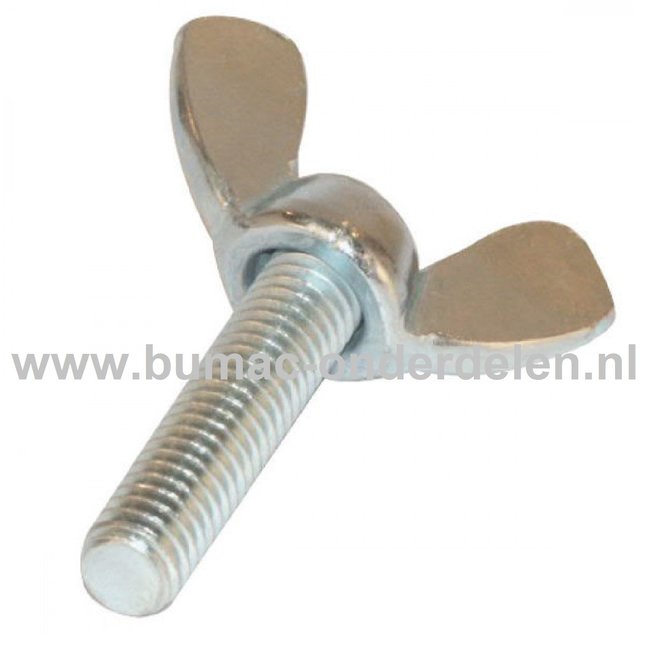 Verzinkte Vleugelbout M10x30 Kop Dikte 24 mm, DIN-Norm 316, Metrisch Draad Stalen Vleugelschroef met ronde vleugelvorm en volledige schroefdraad voor Grasmaaier, Zitmaaier, Heggenscharen, Bosmaaiers, Trilplaten, Generators, Veegmachines, Trekkers, Verticu