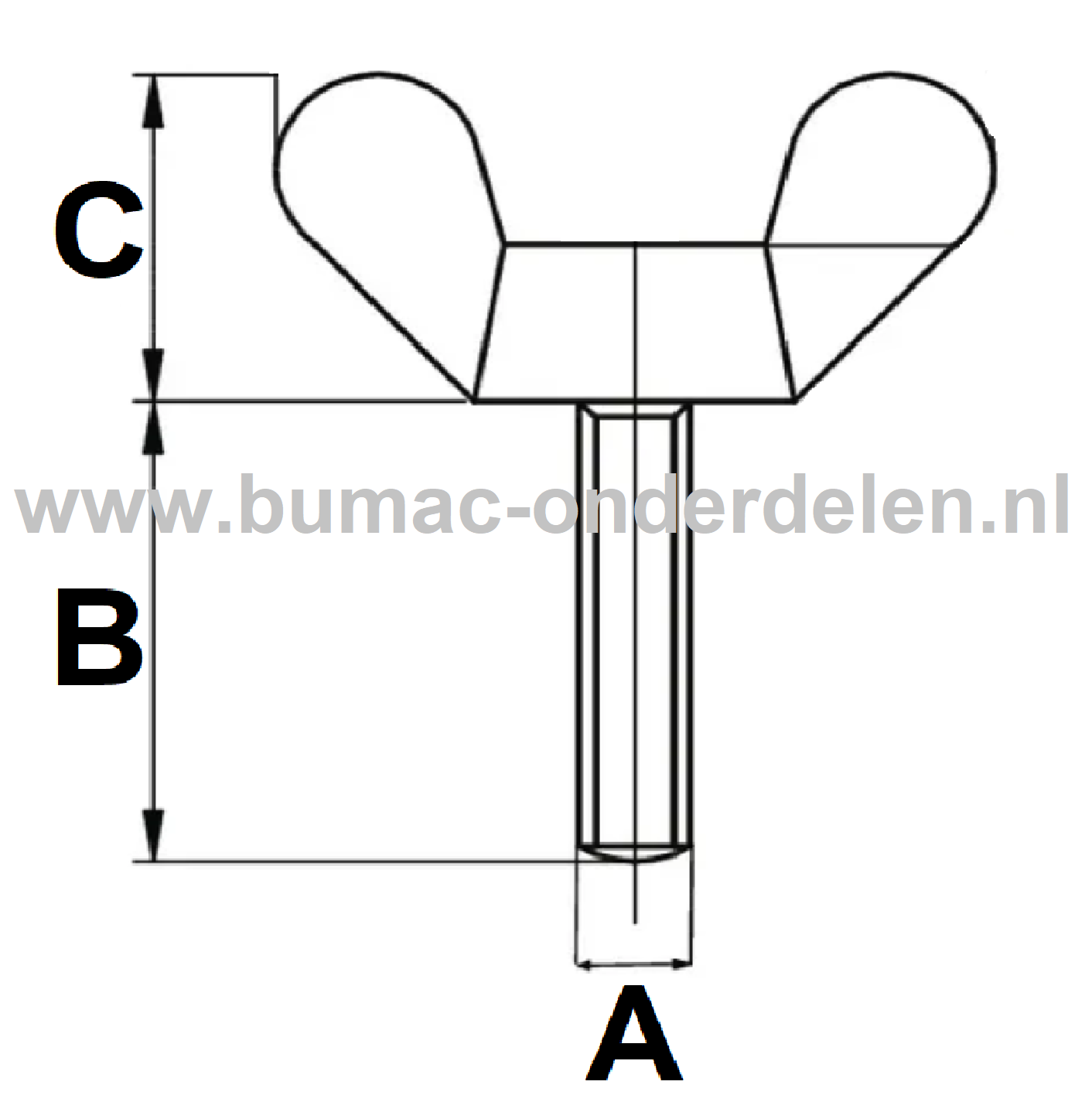 Verzinkte Vleugelbout M12x25 Kop Dikte 32,5 mm, DIN-Norm 316, Metrisch Draad Stalen Vleugelschroef met ronde vleugelvorm en volledige schroefdraad voor Grasmaaier, Zitmaaier, Heggenscharen, Bosmaaiers, Trilplaten, Generators, Veegmachines, Trekkers, Verti