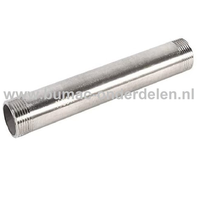 Fitting Lengte 200 mm met 1/2 Inch Buitendraad Verzinkte Pijpnippel, Buis met aan uiteinde 1/2"Buitendraad voor Tuinpomp, Hydrofoor, Waterpomp, Sproeier, Beregeningspomp, Waterslang, Tuinslang, Sproei Installatie, Motorspuit, Besproeiingspomp, Aanzuigslan