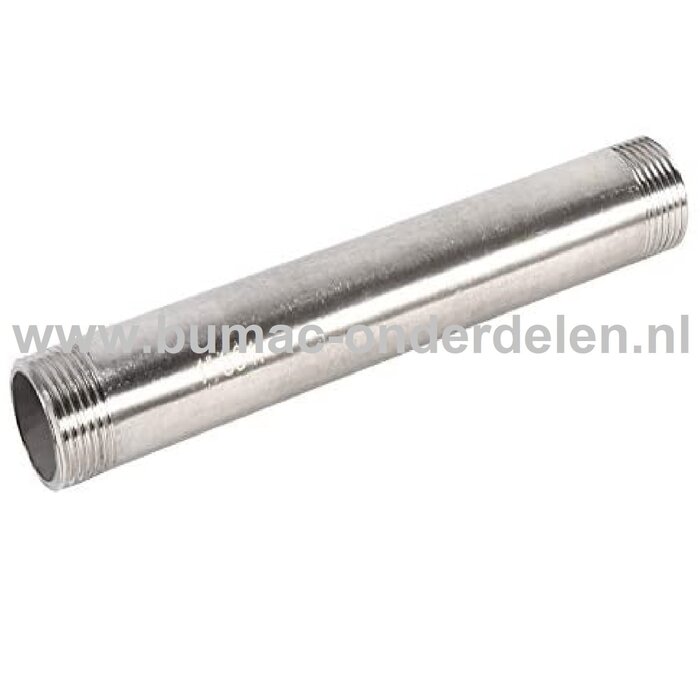 Fitting Lengte 500 mm met 3/4 Inch Buitendraad Verzinkte Pijpnippel, Buis met aan uiteinde 3/4"Buitendraad voor Tuinpomp, Hydrofoor, Waterpomp, Sproeier, Beregeningspomp, Waterslang, Tuinslang, Sproei Installatie, Motorspuit, Besproeiingspomp, Aanzuigslan