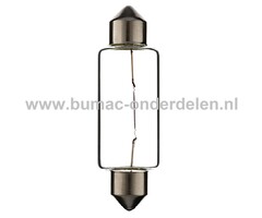 Buislamp 12V-18W Fitting SV8.5 Vermogen 18 Watt Type C18W Lamp voor Knipperlicht, Remlicht, Mistachterlicht, Achteruitrijverlichting, Verlichting Auto, Trekker, Aanhanger, Shovel, Hijskraan, Verlichtingsbalk