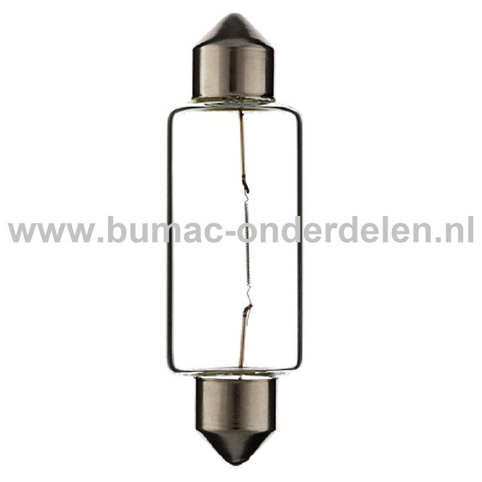 Buislamp 12V-18W Fitting SV8.5 Vermogen 18 Watt Type C18W Lamp voor Knipperlicht, Remlicht, Mistachterlicht, Achteruitrijverlichting, Verlichting Auto, Trekker, Aanhanger, Shovel, Hijskraan, Verlichtingsbalk