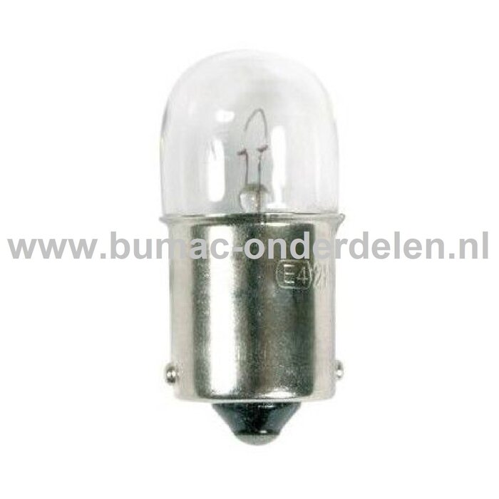 Gloeilamp 12V-10W Fitting BA15s Vermogen 10 Watt Type G18 1/2 ECE-Norm E2 Peertje voor Knipperlicht, Remlicht, Mistachterlicht, Achteruitrijverlichting, Verlichting Auto, Trekker, Aanhanger, Shovel, Hijskraan, Verlichtingsbalk