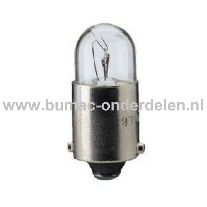 Gloeilamp 12V-2W Fitting BA9s Vermogen 2 Watt Type T2W ECE-Norm E11 3DS Peertje voor Knipperlicht, Remlicht, Mistachterlicht, Achteruitrijverlichting, Verlichting Auto, Trekker, Aanhanger, Shovel, Hijskraan, Verlichtingsbalk
