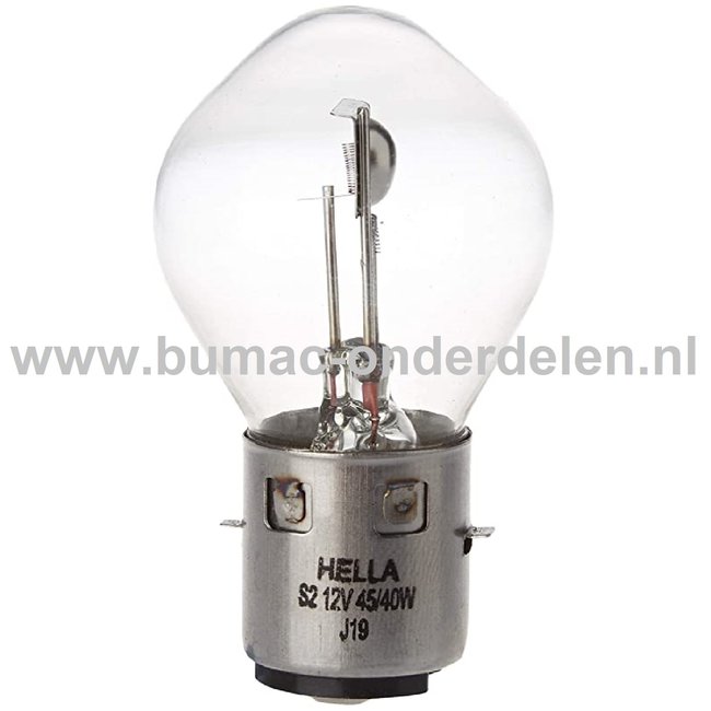 Gloeilamp 12V-35/35W Fitting BA20d Vermogen 35/35 Watt Type S2 Peertje voor Knipperlicht, Remlicht, Mistachterlicht, Achteruitrijverlichting, Verlichting Auto, Trekker, Aanhanger, Shovel, Hijskraan, Verlichtingsbalk