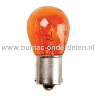 Gloeilamp 12V-21W Fitting BAU15s Vermogen 21 Watt Type PY21W Peertje voor Knipperlicht, Remlicht, Mistachterlicht, Achteruitrijverlichting, Verlichting Auto, Trekker, Aanhanger, Shovel, Hijskraan, Verlichtingsbalk