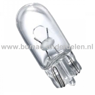 Steeklamp 12V-3W Fitting W2.1x9.5d Vermogen 3 Watt Type W3W Gloeilamp voor Knipperlicht, Remlicht, Mistachterlicht, Achteruitrijverlichting, Verlichting Auto, Trekker, Aanhanger, Shovel, Hijskraan, Verlichtingsbalk