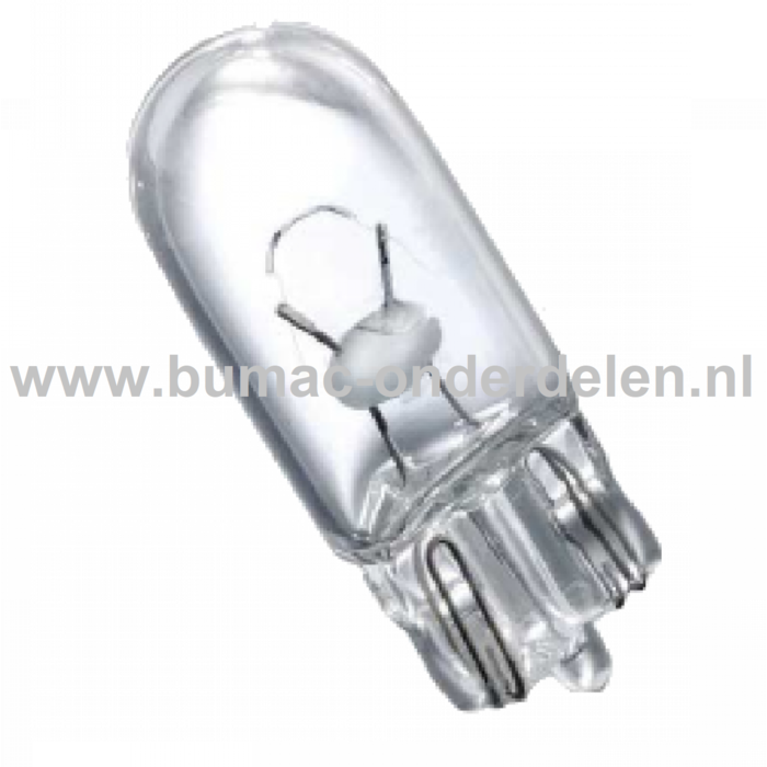 Steeklamp 12V-3W Fitting W2.1x9.5d Vermogen 3 Watt Type W3W Gloeilamp voor Knipperlicht, Remlicht, Mistachterlicht, Achteruitrijverlichting, Verlichting Auto, Trekker, Aanhanger, Shovel, Hijskraan, Verlichtingsbalk