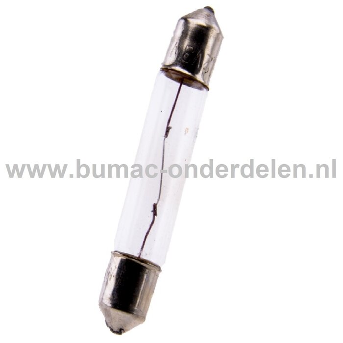 Buislamp 12V-3W Fitting SV6 Vermogen 3 Watt Type T6.2x27 Lamp voor Knipperlicht, Remlicht, Mistachterlicht, Achteruitrijverlichting, Verlichting Auto, Trekker, Aanhanger, Shovel, Hijskraan, Verlichtingsbalk