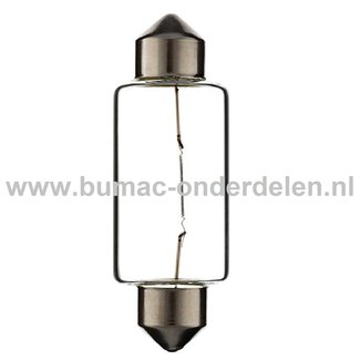 Buislamp 12V-15W Fitting SV8.5 Vermogen 15 Watt Type C5W Lamp voor Knipperlicht, Remlicht, Mistachterlicht, Achteruitrijverlichting, Verlichting Auto, Trekker, Aanhanger, Shovel, Hijskraan, Verlichtingsbalk