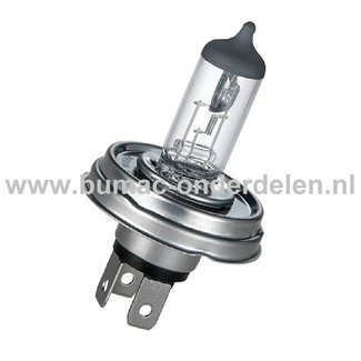 Halogeenlamp 12V-60/55W Fitting P45t Vermogen 60/55 Watt Type H4 ECE-Norm E13 Lamp voor Koplamp Verlichting Auto, Trekker, Aanhanger, Shovel, Hijskraan, Verlichtingsbalk