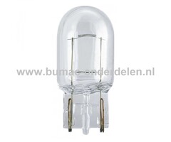 Steeklamp 12V-21W Fitting W2.1x9.5d Vermogen 21 Watt Type W21W Gloeilamp voor Knipperlicht, Remlicht, Mistachterlicht, Achteruitrijverlichting, Verlichting Auto, Trekker, Aanhanger, Shovel, Hijskraan, Verlichtingsbalk