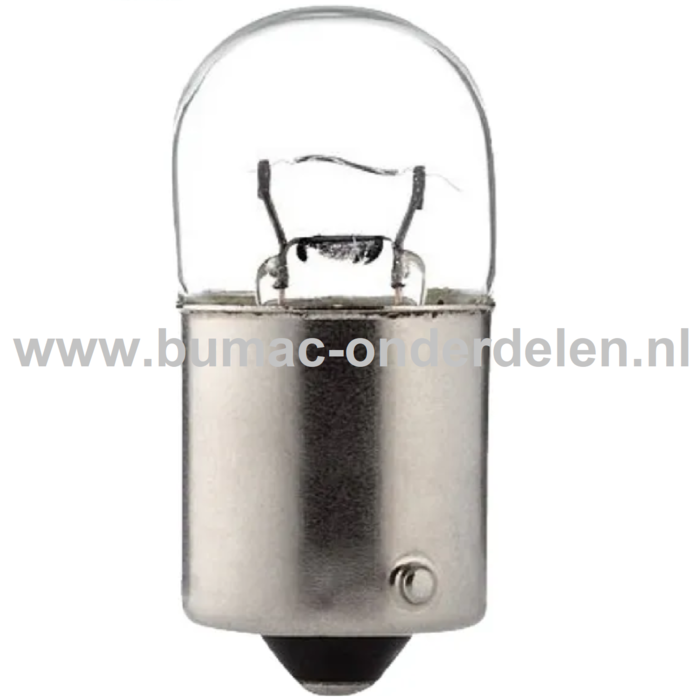 Gloeilamp 12V-15W Fitting BA15s Vermogen 15 Watt Type T16 Peertje voor Knipperlicht, Remlicht, Mistachterlicht, Achteruitrijverlichting, Verlichting Auto, Trekker, Aanhanger, Shovel, Hijskraan, Verlichtingsbalk