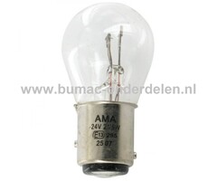 Gloeilamp 24V-21/5W Fitting BAY15d Vermogen 21/5 Watt Type P21/5W Peertje voor Knipperlicht, Remlicht, Mistachterlicht, Achteruitrijverlichting, Verlichting Auto, Trekker, Aanhanger, Shovel, Hijskraan, Verlichtingsbalk