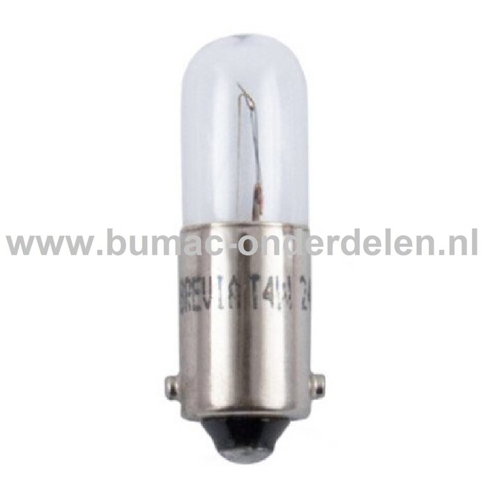 Gloeilamp 24V-4W Fitting BA9s Vermogen 4 Watt Type T4W Peertje voor Knipperlicht, Remlicht, Mistachterlicht, Achteruitrijverlichting, Verlichting Auto, Trekker, Aanhanger, Shovel, Hijskraan, Verlichtingsbalk