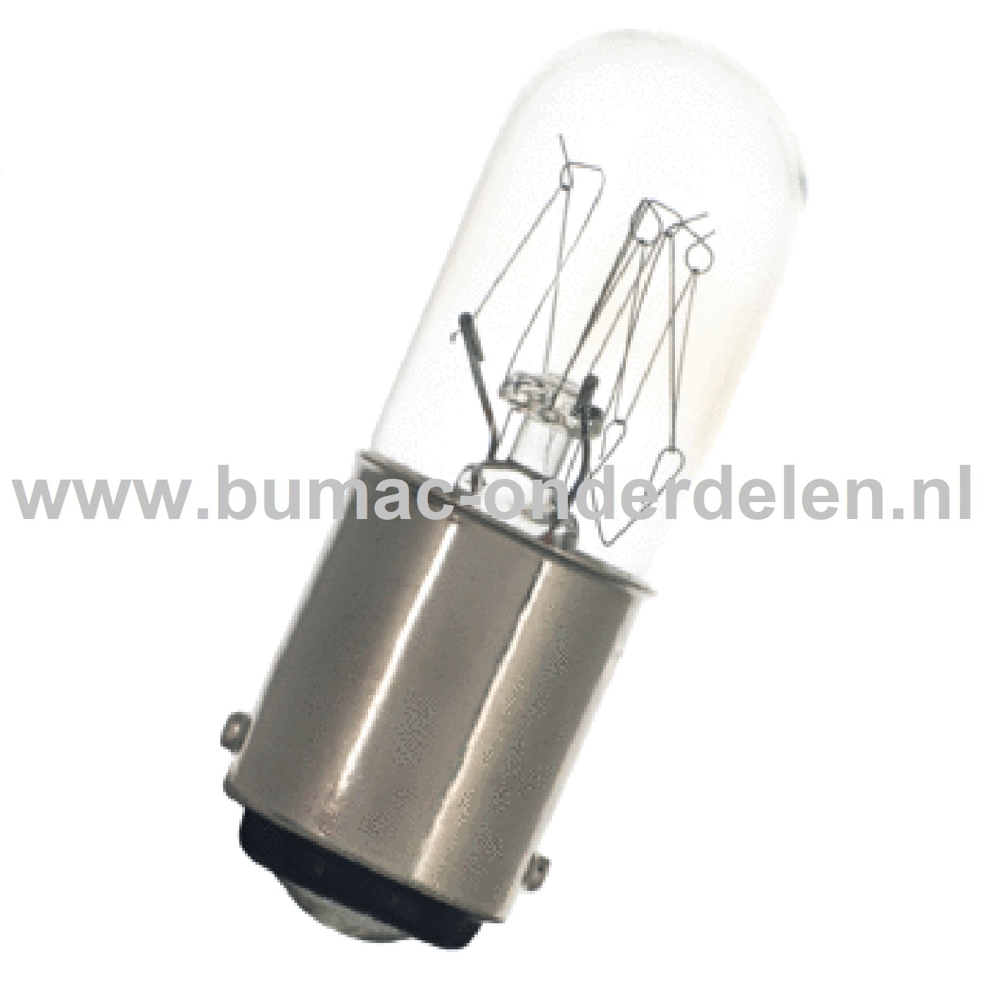 Gloeilamp 24V-5W Fitting BA15d Vermogen 5 Watt Type R5W Peertje voor Knipperlicht, Remlicht, Mistachterlicht, Achteruitrijverlichting, Verlichting Auto, Trekker, Aanhanger, Shovel, Hijskraan, Verlichtingsbalk
