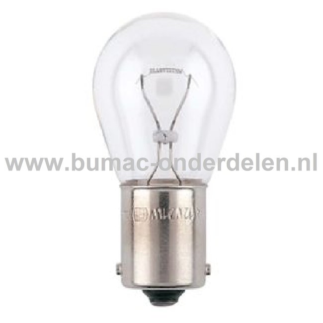 Gloeilamp 24V-25W Fitting BA15s Vermogen 25 Watt Type S25 Peertje voor Knipperlicht, Remlicht, Mistachterlicht, Achteruitrijverlichting, Verlichting Auto, Trekker, Aanhanger, Shovel, Hijskraan, Verlichtingsbalk