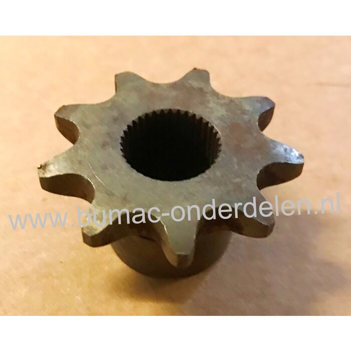 Tandwiel 9 Tands Spline Peerless Aandrijfbak voor Simplicity Zitmaaiers, Frontmaaiers, Grasmaaiers, Tuintrekkers Sprocket, Tandwiel op Peerless Aandrijfbak Frontcutter