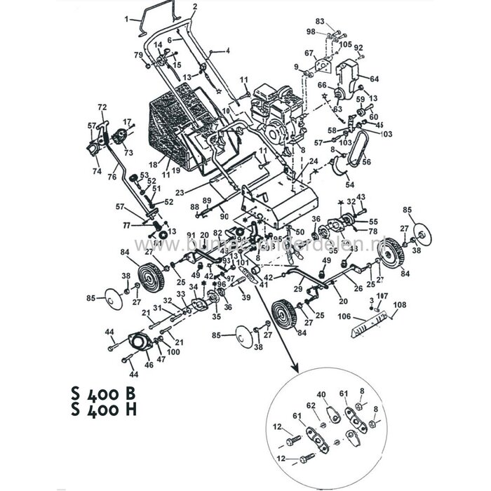 Verticuteeras voor Pilote 88 en Sentar Verticuteermachines, Verticuteer Machine, Ontmossers Vertikuteer S400E, S400B, S400H