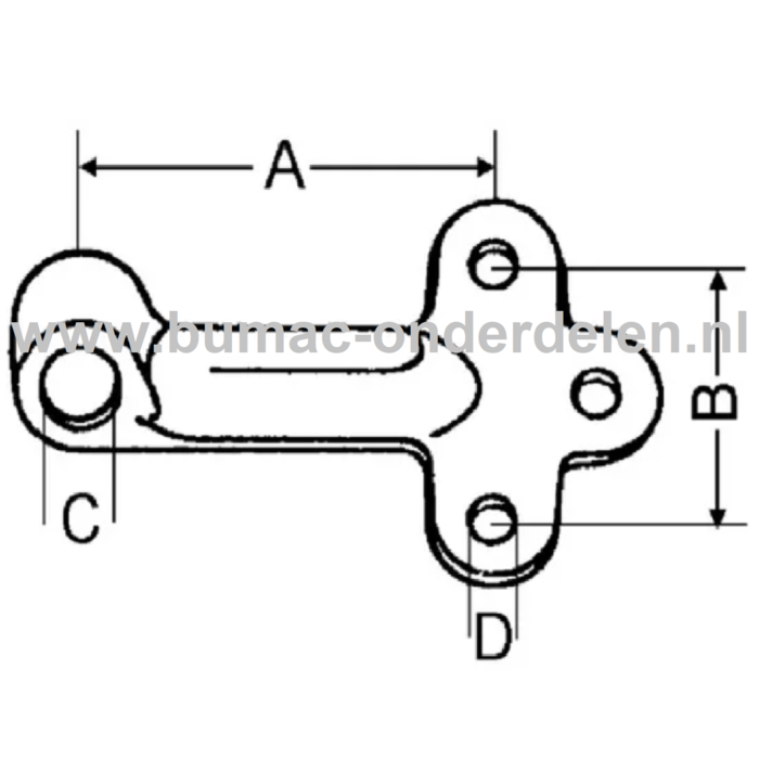 Los oog voor Klepsluiting 80x50x16 mm Oog voor klepsluiting op Aanhangwagens, Aanhangers, Kiepkarren Bevestiging, Boutbevestiging, Sluiting, Vergrendeling
